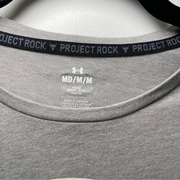 Under Armour Project Rock Men’s Gray Graphic T shirt in Size M “Hardest Worker” - Picture 5 of 10